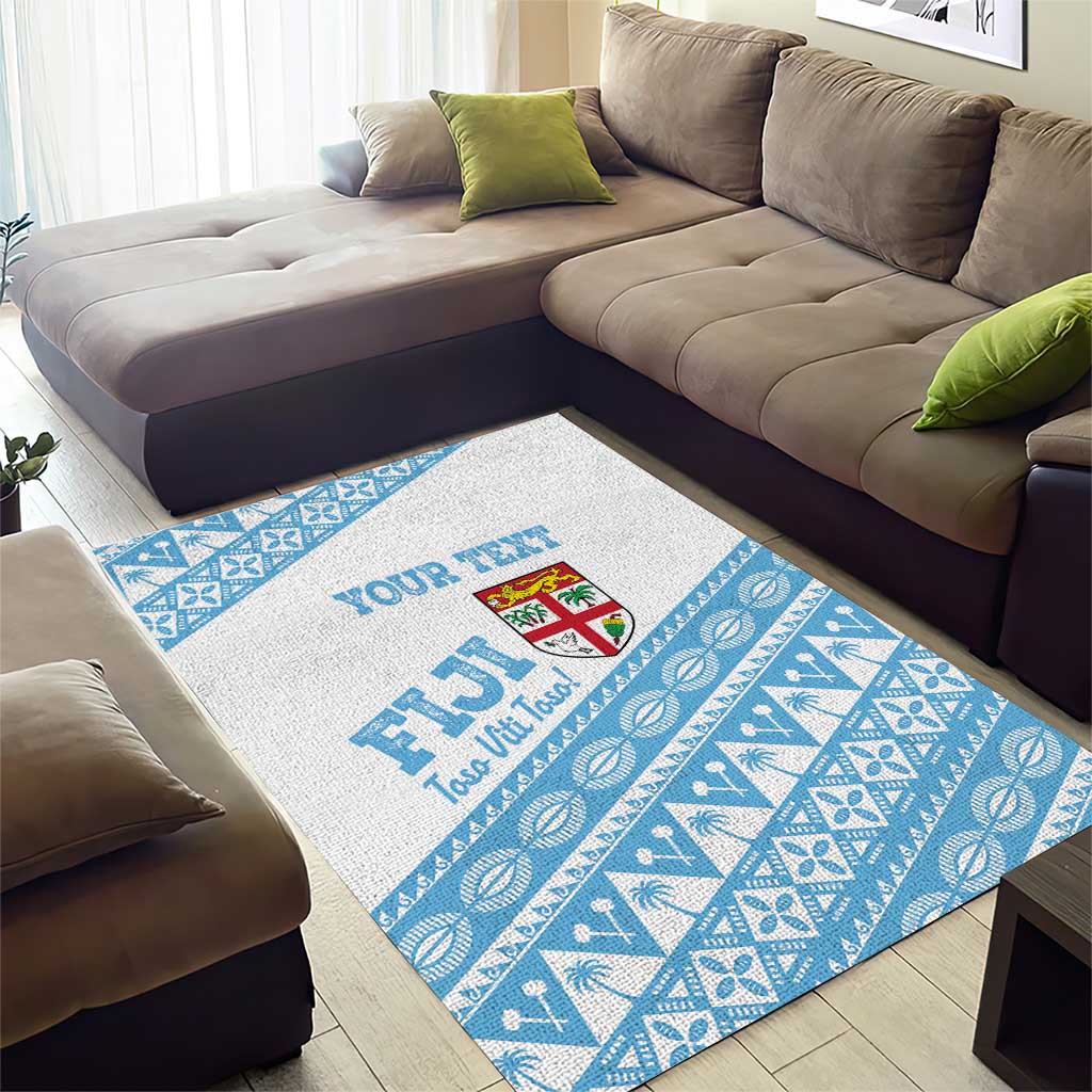 Fiji Rugby 2025 Custom Area Rug Fijian Tapa Toso Viti Toso - White