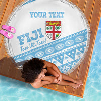 Fiji Rugby 2025 Custom Beach Blanket Fijian Tapa Toso Viti Toso - White