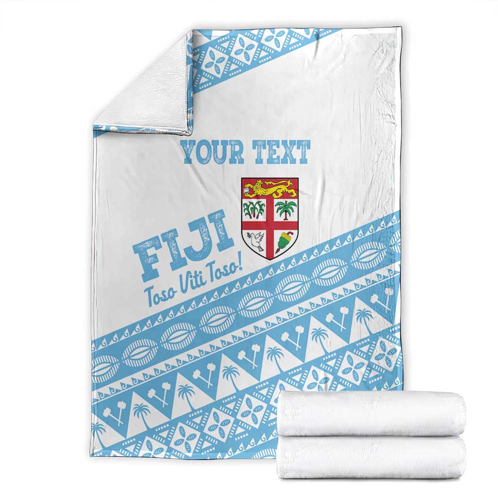Fiji Rugby 2025 Custom Blanket Fijian Tapa Toso Viti Toso - White