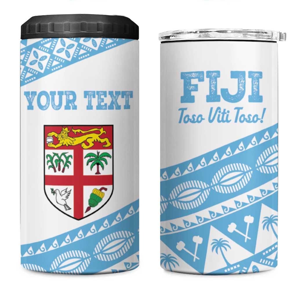 Fiji Rugby 2025 Custom 4 in 1 Can Cooler Tumbler Fijian Tapa Toso Viti Toso - White