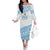 Fiji Rugby 2025 Custom Family Matching Off The Shoulder Long Sleeve Dress and Hawaiian Shirt Fijian Tapa Toso Viti Toso - White