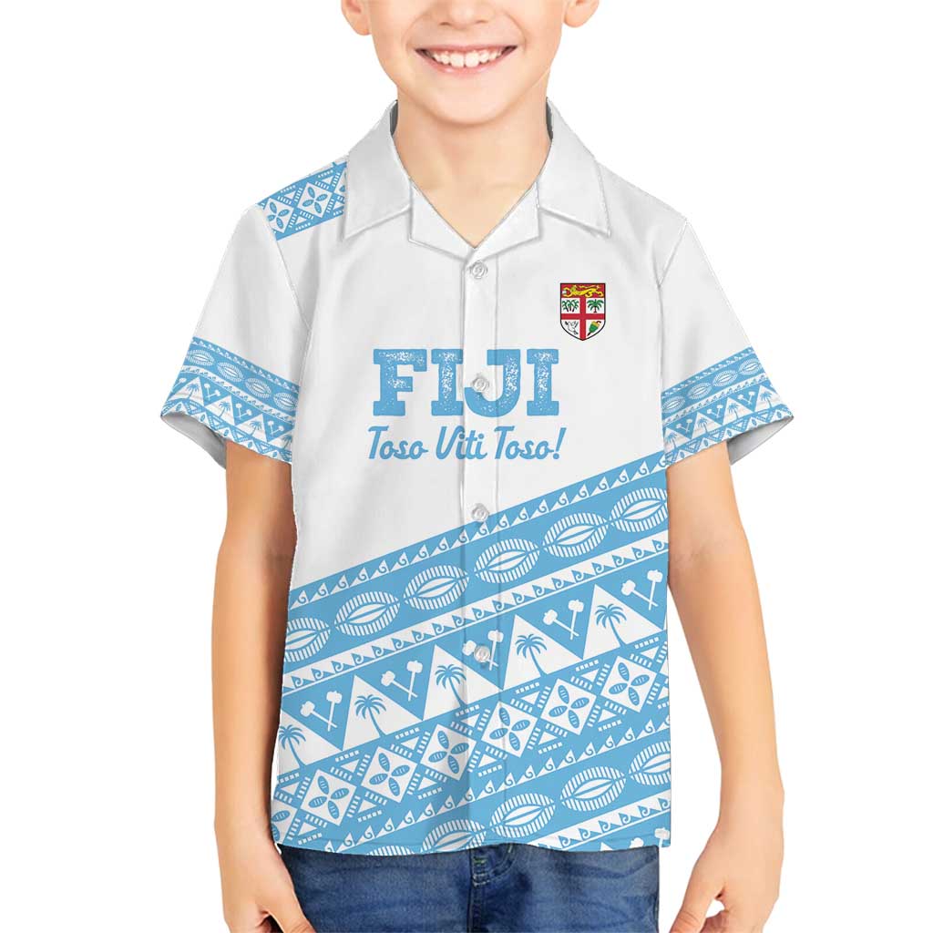 Fiji Rugby 2025 Custom Family Matching Puletasi and Hawaiian Shirt Fijian Tapa Toso Viti Toso - White
