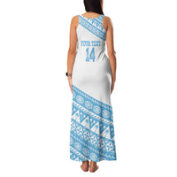 Fiji Rugby 2025 Custom Family Matching Tank Maxi Dress and Hawaiian Shirt Fijian Tapa Toso Viti Toso - White