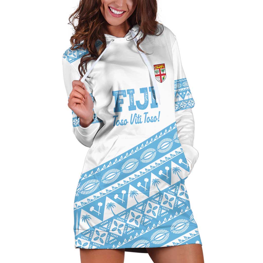 Fiji Rugby 2025 Custom Hoodie Dress Fijian Tapa Toso Viti Toso - White
