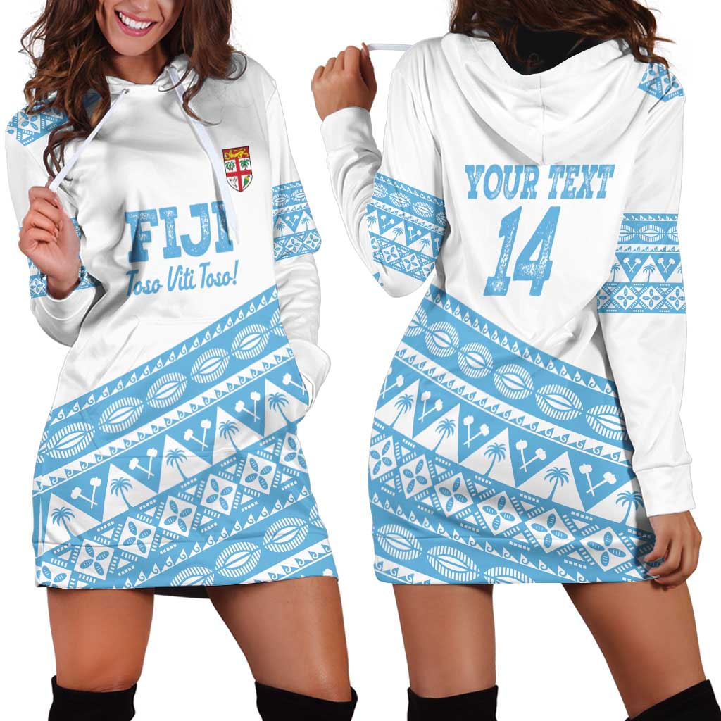 Fiji Rugby 2025 Custom Hoodie Dress Fijian Tapa Toso Viti Toso - White