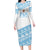 Fiji Rugby 2025 Custom Long Sleeve Bodycon Dress Fijian Tapa Toso Viti Toso - White