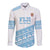 Fiji Rugby 2025 Custom Long Sleeve Button Shirt Fijian Tapa Toso Viti Toso - White