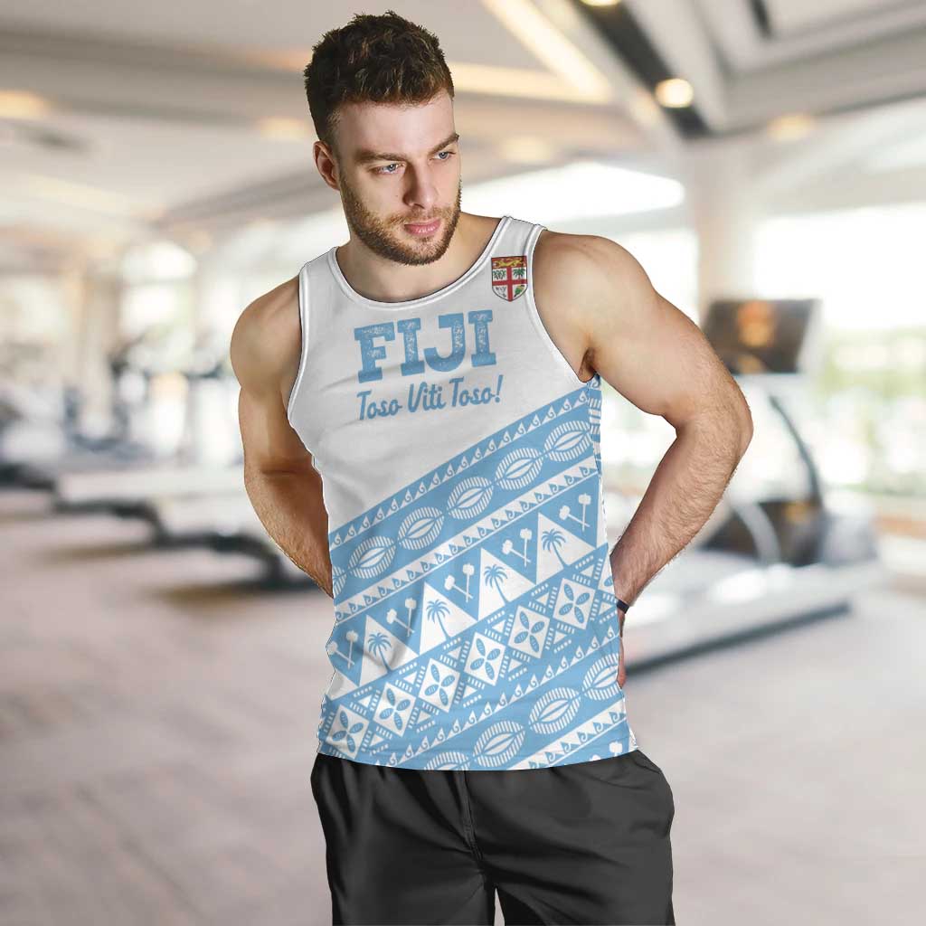 Fiji Rugby 2025 Custom Men Tank Top Fijian Tapa Toso Viti Toso - White
