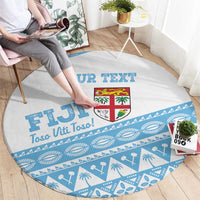 Fiji Rugby 2025 Custom Round Carpet Fijian Tapa Toso Viti Toso - White