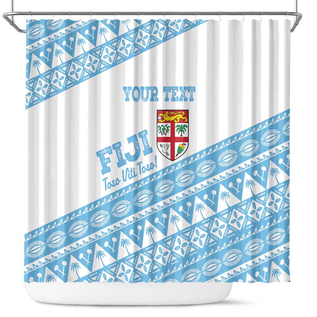 Fiji Rugby 2025 Custom Shower Curtain Fijian Tapa Toso Viti Toso - White