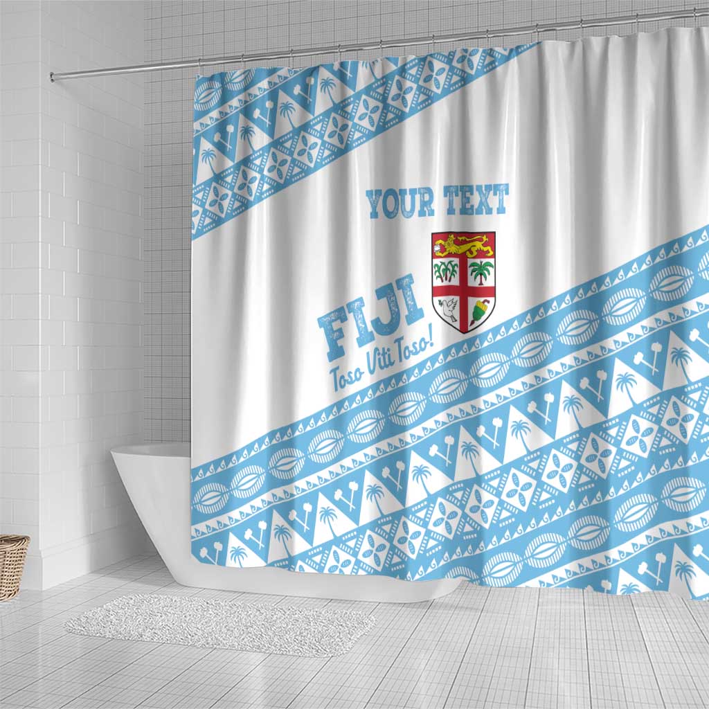 Fiji Rugby 2025 Custom Shower Curtain Fijian Tapa Toso Viti Toso - White