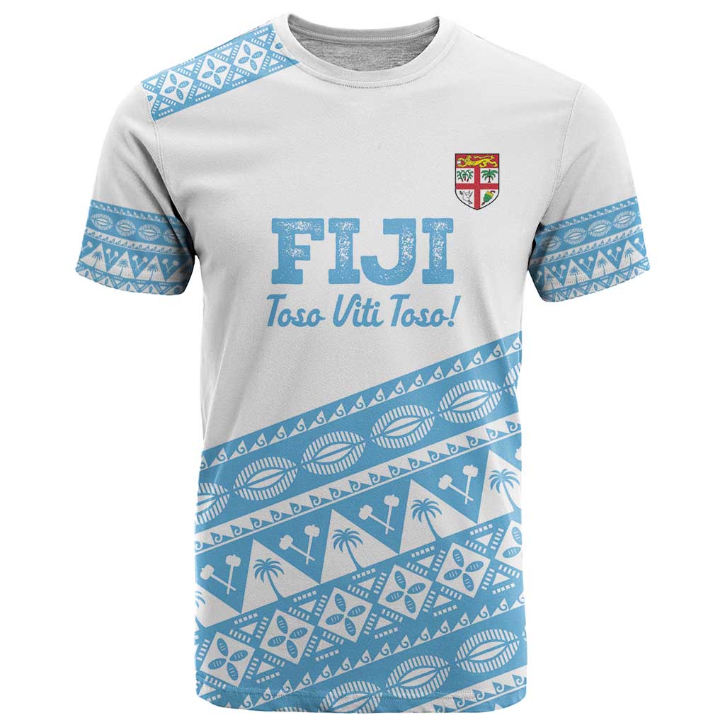 Fiji Rugby 2025 Custom T Shirt Fijian Tapa Toso Viti Toso - White