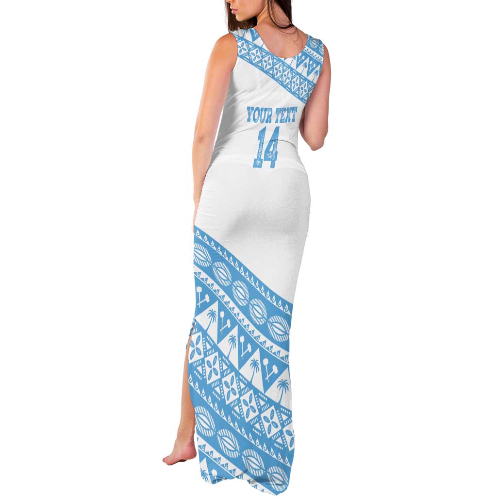 Fiji Rugby 2025 Custom Tank Maxi Dress Fijian Tapa Toso Viti Toso - White