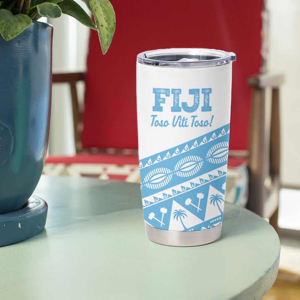 Fiji Rugby 2025 Custom Tumbler Cup Fijian Tapa Toso Viti Toso - White