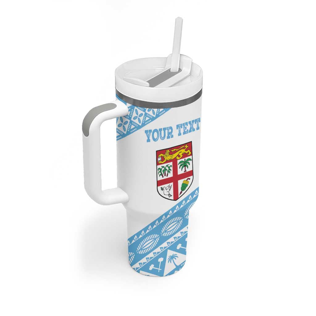 Fiji Rugby 2025 Custom Tumbler With Handle Fijian Tapa Toso Viti Toso - White