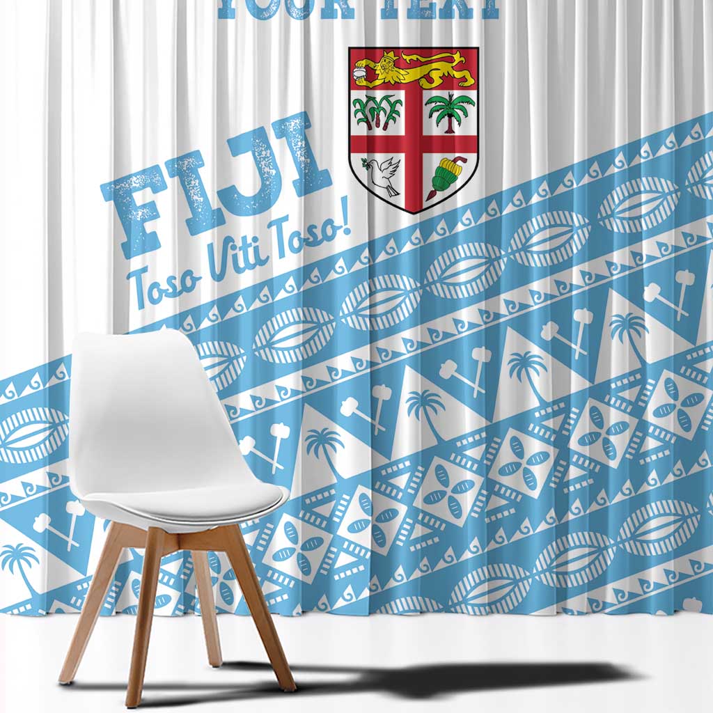 Fiji Rugby 2025 Custom Window Curtain Fijian Tapa Toso Viti Toso - White