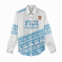 Fiji Rugby 2025 Custom Women Casual Shirt Fijian Tapa Toso Viti Toso - White LT14 - Polynesian Pride