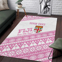 Fiji Rugby 2025 Custom Area Rug Fijian Tapa Toso Viti Toso - Pink