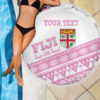 Fiji Rugby 2025 Custom Beach Blanket Fijian Tapa Toso Viti Toso - Pink