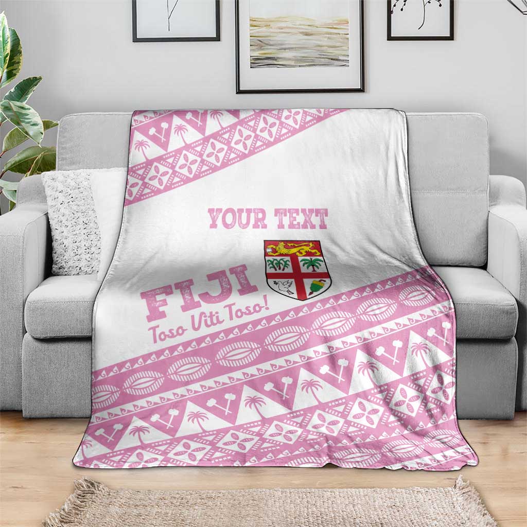 Fiji Rugby 2025 Custom Blanket Fijian Tapa Toso Viti Toso - Pink