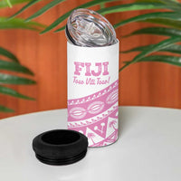 Fiji Rugby 2025 Custom 4 in 1 Can Cooler Tumbler Fijian Tapa Toso Viti Toso - Pink