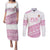 Fiji Rugby 2025 Custom Couples Matching Puletasi and Long Sleeve Button Shirt Fijian Tapa Toso Viti Toso - Pink