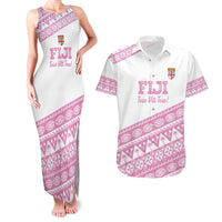 Fiji Rugby 2025 Custom Couples Matching Tank Maxi Dress and Hawaiian Shirt Fijian Tapa Toso Viti Toso - Pink