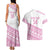 Fiji Rugby 2025 Custom Couples Matching Tank Maxi Dress and Hawaiian Shirt Fijian Tapa Toso Viti Toso - Pink