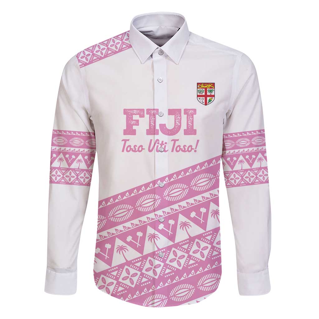 Fiji Rugby 2025 Custom Family Matching Long Sleeve Bodycon Dress and Hawaiian Shirt Fijian Tapa Toso Viti Toso - Pink