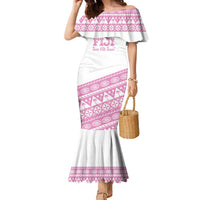 Fiji Rugby 2025 Custom Family Matching Mermaid Dress and Hawaiian Shirt Fijian Tapa Toso Viti Toso - Pink