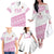 Fiji Rugby 2025 Custom Family Matching Off The Shoulder Long Sleeve Dress and Hawaiian Shirt Fijian Tapa Toso Viti Toso - Pink