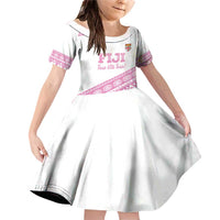 Fiji Rugby 2025 Custom Family Matching Off Shoulder Short Dress and Hawaiian Shirt Fijian Tapa Toso Viti Toso - Pink