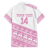 Fiji Rugby 2025 Custom Family Matching Off Shoulder Short Dress and Hawaiian Shirt Fijian Tapa Toso Viti Toso - Pink