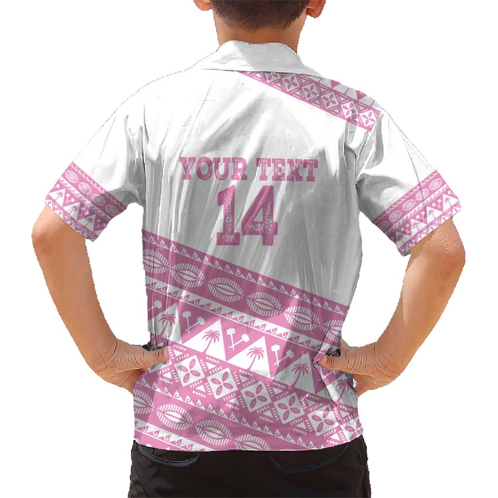 Fiji Rugby 2025 Custom Family Matching Short Sleeve Bodycon Dress and Hawaiian Shirt Fijian Tapa Toso Viti Toso - Pink