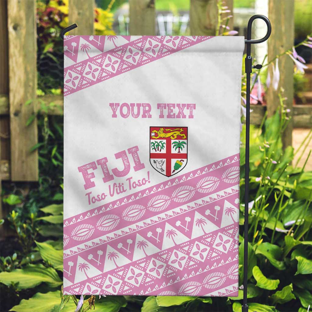 Fiji Rugby 2025 Custom Garden Flag Fijian Tapa Toso Viti Toso - Pink