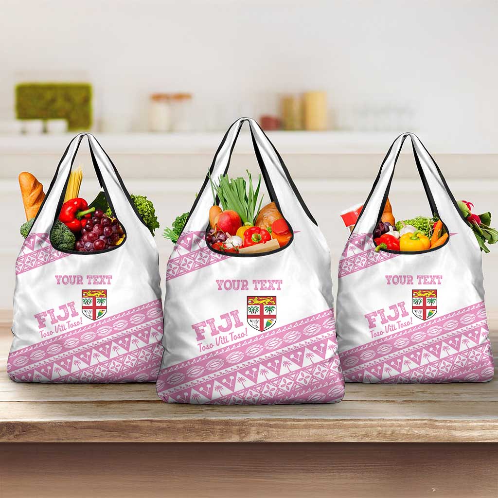 Fiji Rugby 2025 Custom Grocery Bag Fijian Tapa Toso Viti Toso - Pink