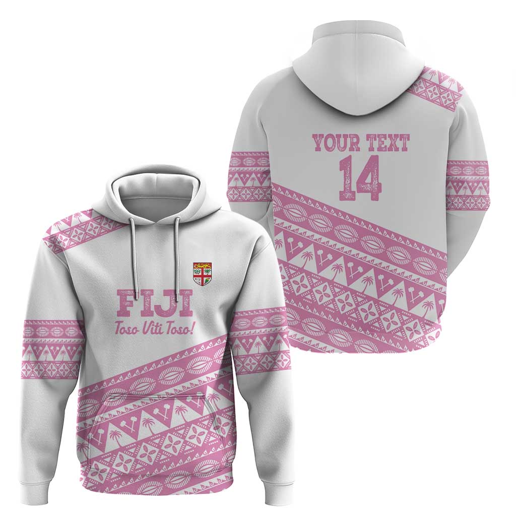 Fiji Rugby 2025 Custom Hoodie Fijian Tapa Toso Viti Toso - Pink