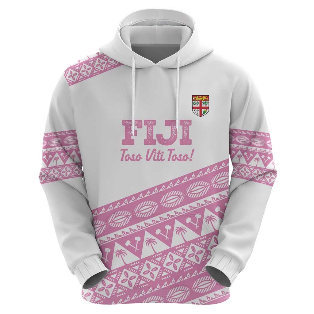 Fiji Rugby 2025 Custom Hoodie Fijian Tapa Toso Viti Toso - Pink
