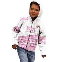 Fiji Rugby 2025 Custom Kid Hoodie Fijian Tapa Toso Viti Toso - Pink