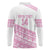 Fiji Rugby 2025 Custom Long Sleeve Polo Shirt Fijian Tapa Toso Viti Toso - Pink