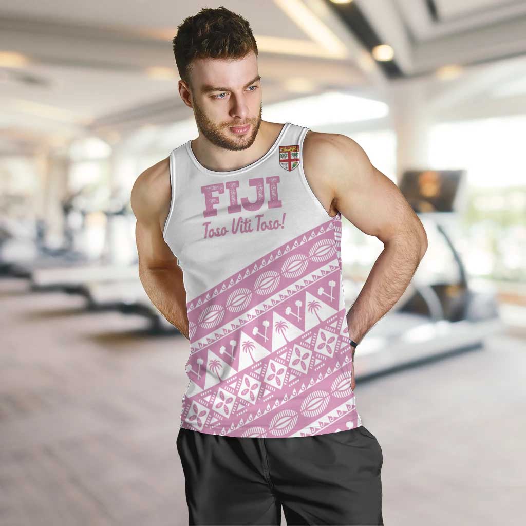 Fiji Rugby 2025 Custom Men Tank Top Fijian Tapa Toso Viti Toso - Pink