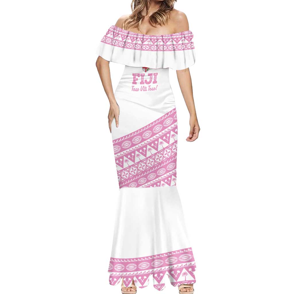 Fiji Rugby 2025 Custom Mermaid Dress Fijian Tapa Toso Viti Toso - Pink