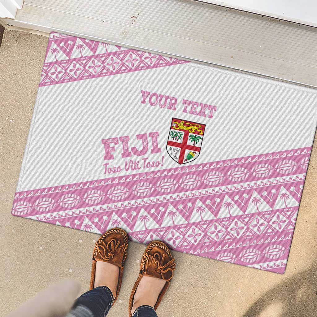 Fiji Rugby 2025 Custom Rubber Doormat Fijian Tapa Toso Viti Toso - Pink