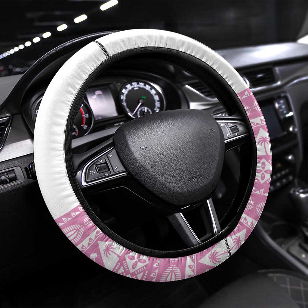 Fiji Rugby 2025 Steering Wheel Cover Fijian Tapa Toso Viti Toso - Pink