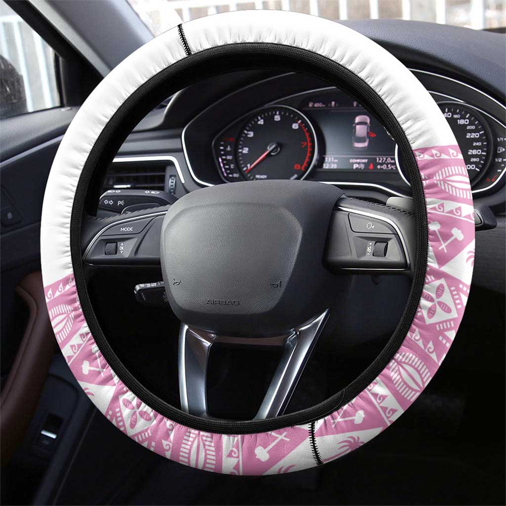 Fiji Rugby 2025 Steering Wheel Cover Fijian Tapa Toso Viti Toso - Pink