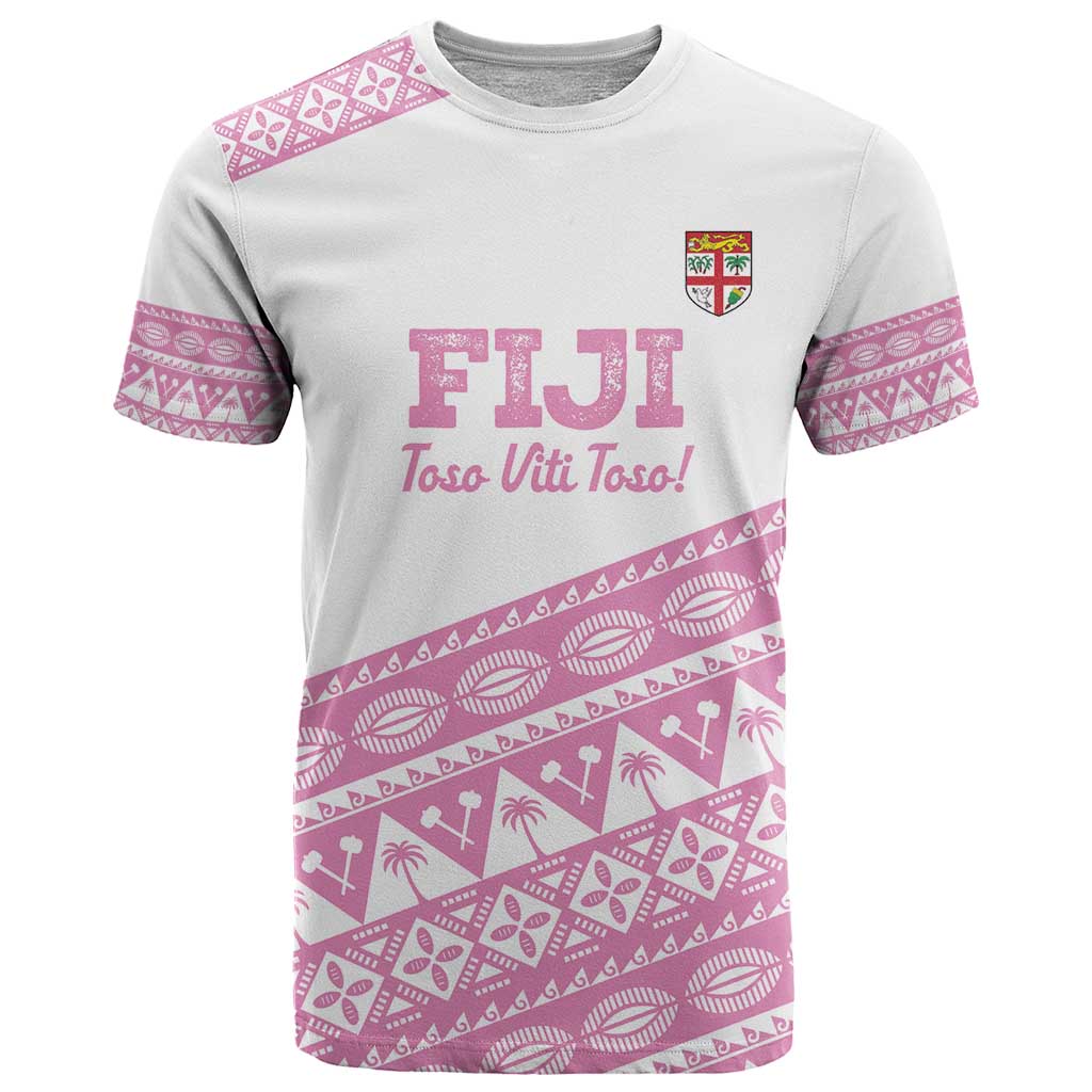 Fiji Rugby 2025 Custom T Shirt Fijian Tapa Toso Viti Toso - Pink