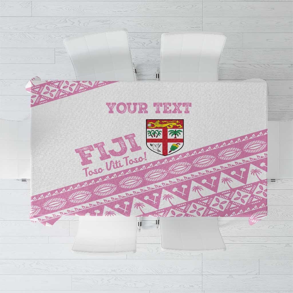 Fiji Rugby 2025 Custom Tablecloth Fijian Tapa Toso Viti Toso - Pink
