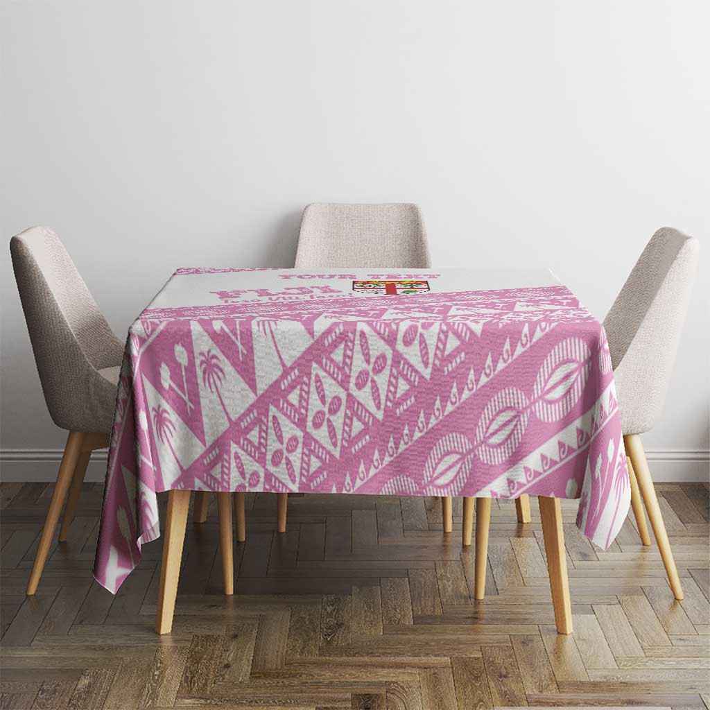 Fiji Rugby 2025 Custom Tablecloth Fijian Tapa Toso Viti Toso - Pink