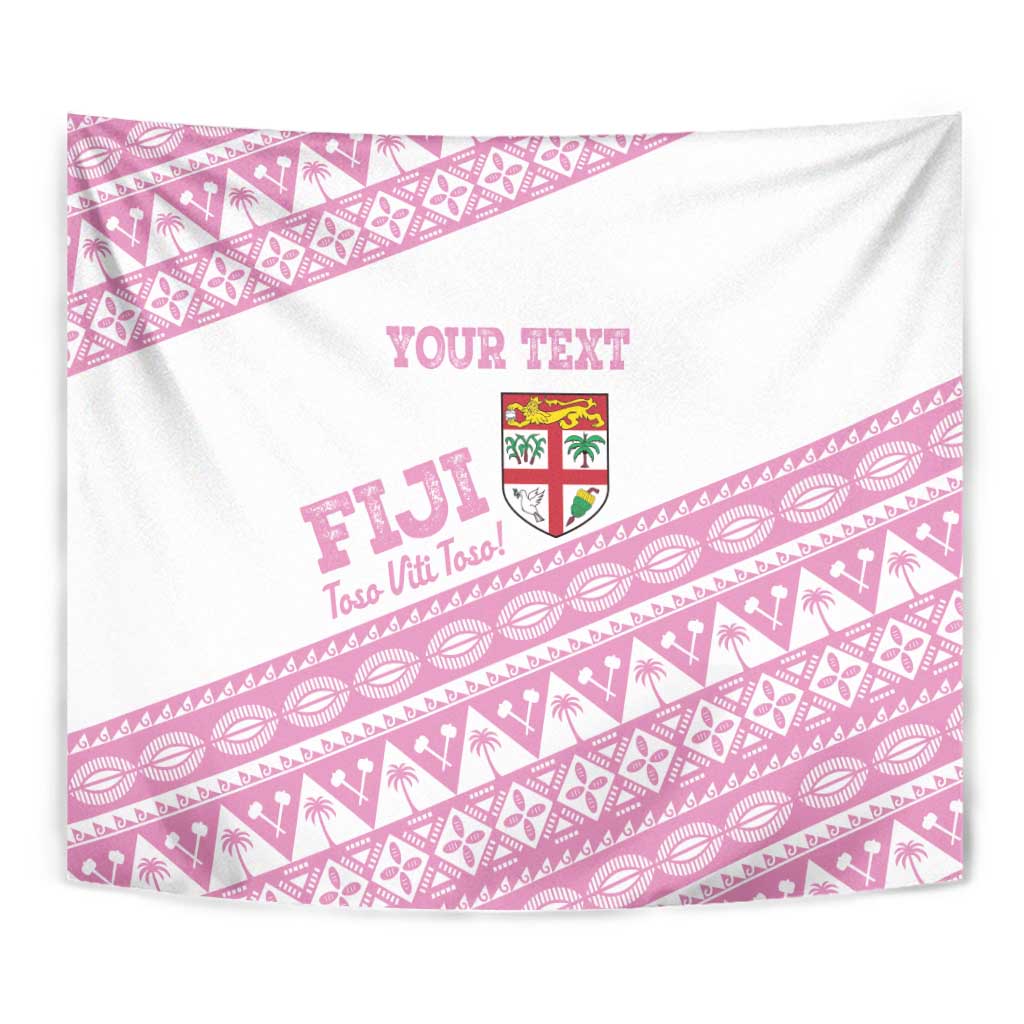 Fiji Rugby 2025 Custom Tapestry Fijian Tapa Toso Viti Toso - Pink