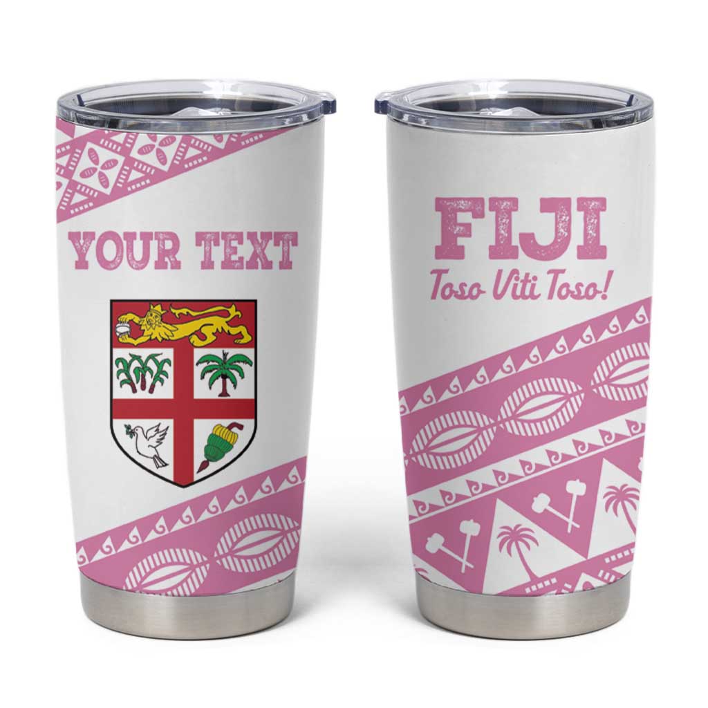 Fiji Rugby 2025 Custom Tumbler Cup Fijian Tapa Toso Viti Toso - Pink